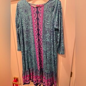 Lilly Pulitzer Teal and Pink Long Sleeve Dress